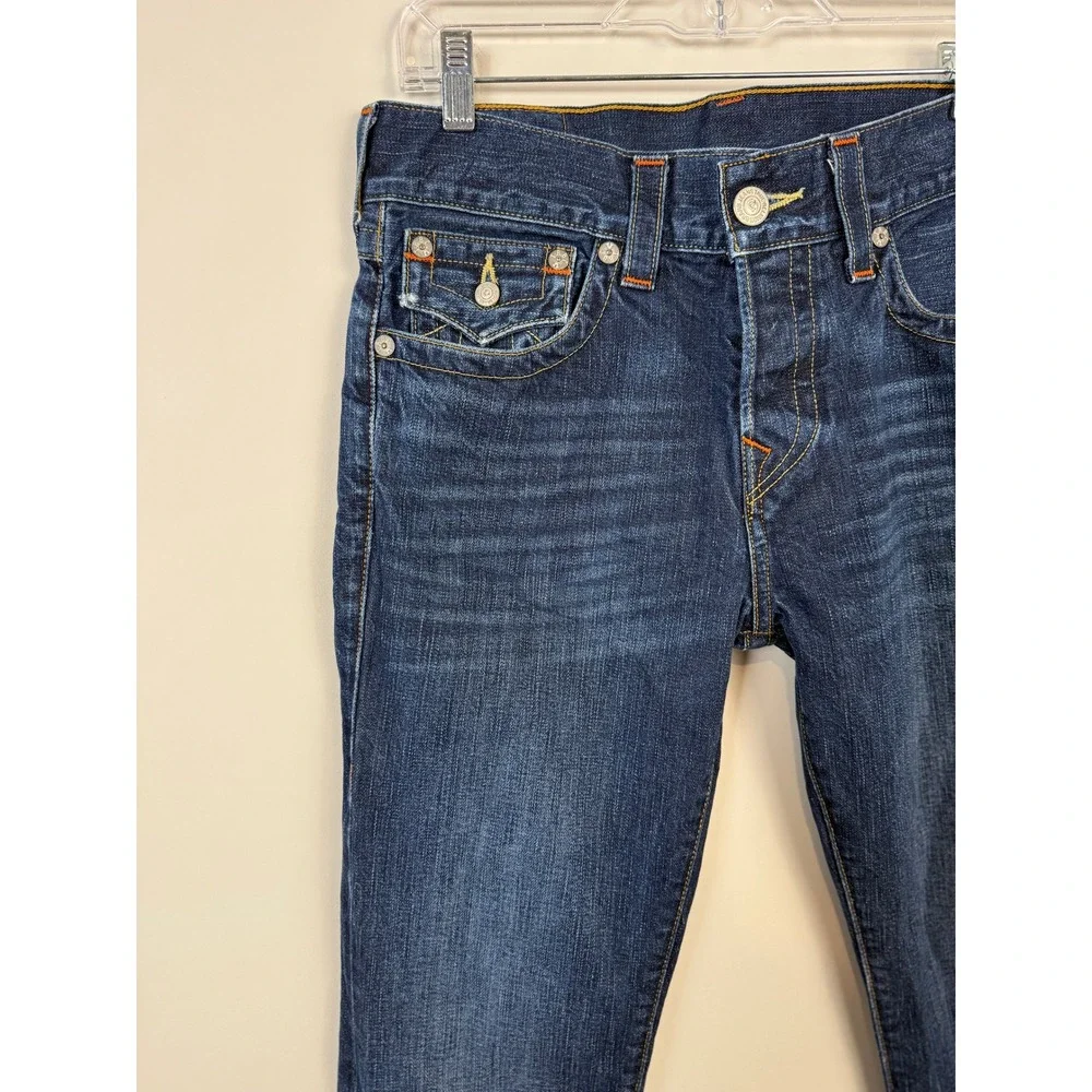 True Religion Rocco Relaxed Skinny Jeans Mens 30 Blue Indigo Flap Pocket Denim‎